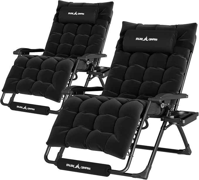 UDPATIO Oversized Zero Gravity Chair Set of 2, 29In XL Patio Reclining Chair