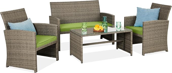 Best Choice Products 4-Piece Outdoor Wicker Patio Conversation Furniture Set by BestChoiceProducts