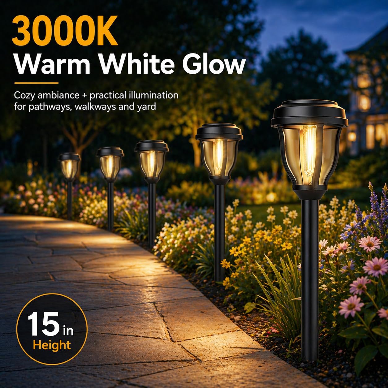 DERAYSION 12 Pack Solar Lights Outdoor, Solar Pathway Lights Auto On/Off Waterproof Garden Landscape Lighting for Path, Yard, Walkway, Driveway Decor