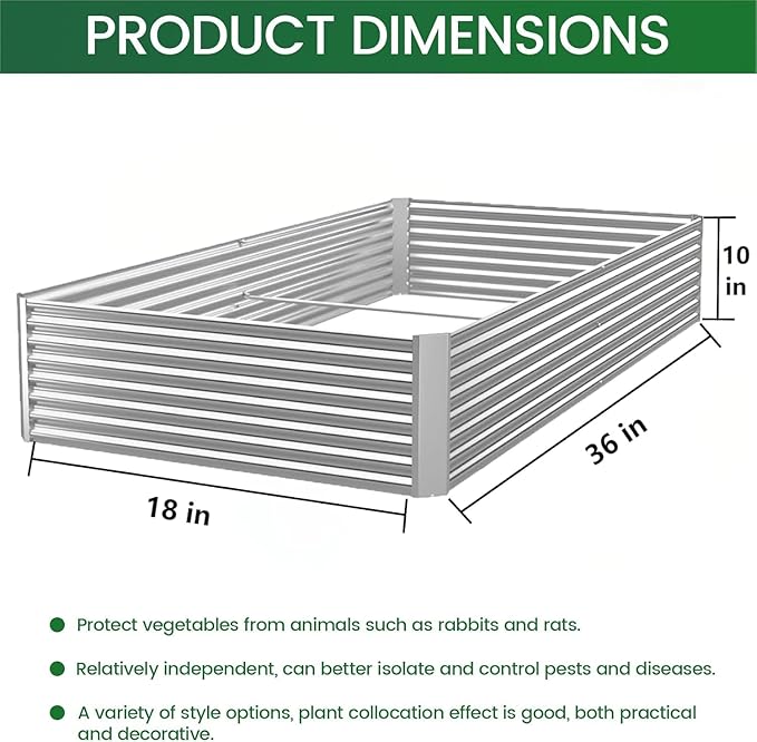 3 Pack Raised Beds for Gardening, Corrugated Galvanized Steel Raised Garden Bed - Image 2