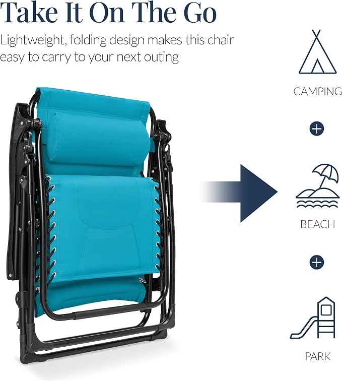 Best Choice Products Oversized Padded Zero Gravity Chair, Folding Outdoor Patio