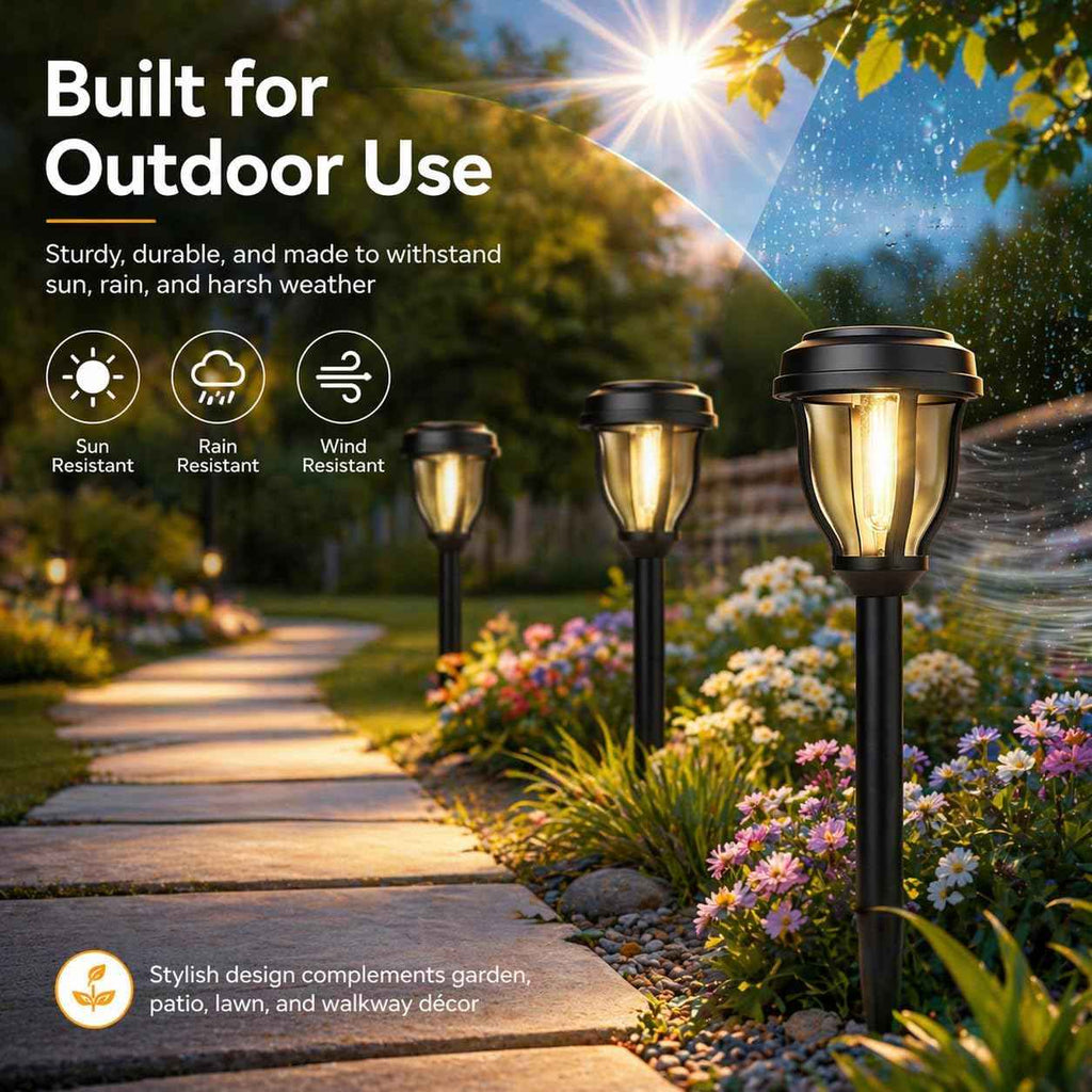 DERAYSION 12 Pack Solar Lights Outdoor, Solar Pathway Lights Auto On/Off Waterproof Garden Landscape Lighting for Path, Yard, Walkway, Driveway Decor
