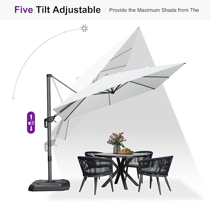 PURPLE LEAF 9 Feet Patio Umbrella Outdoor Cantilever Square Umbrella Aluminum - Image 6