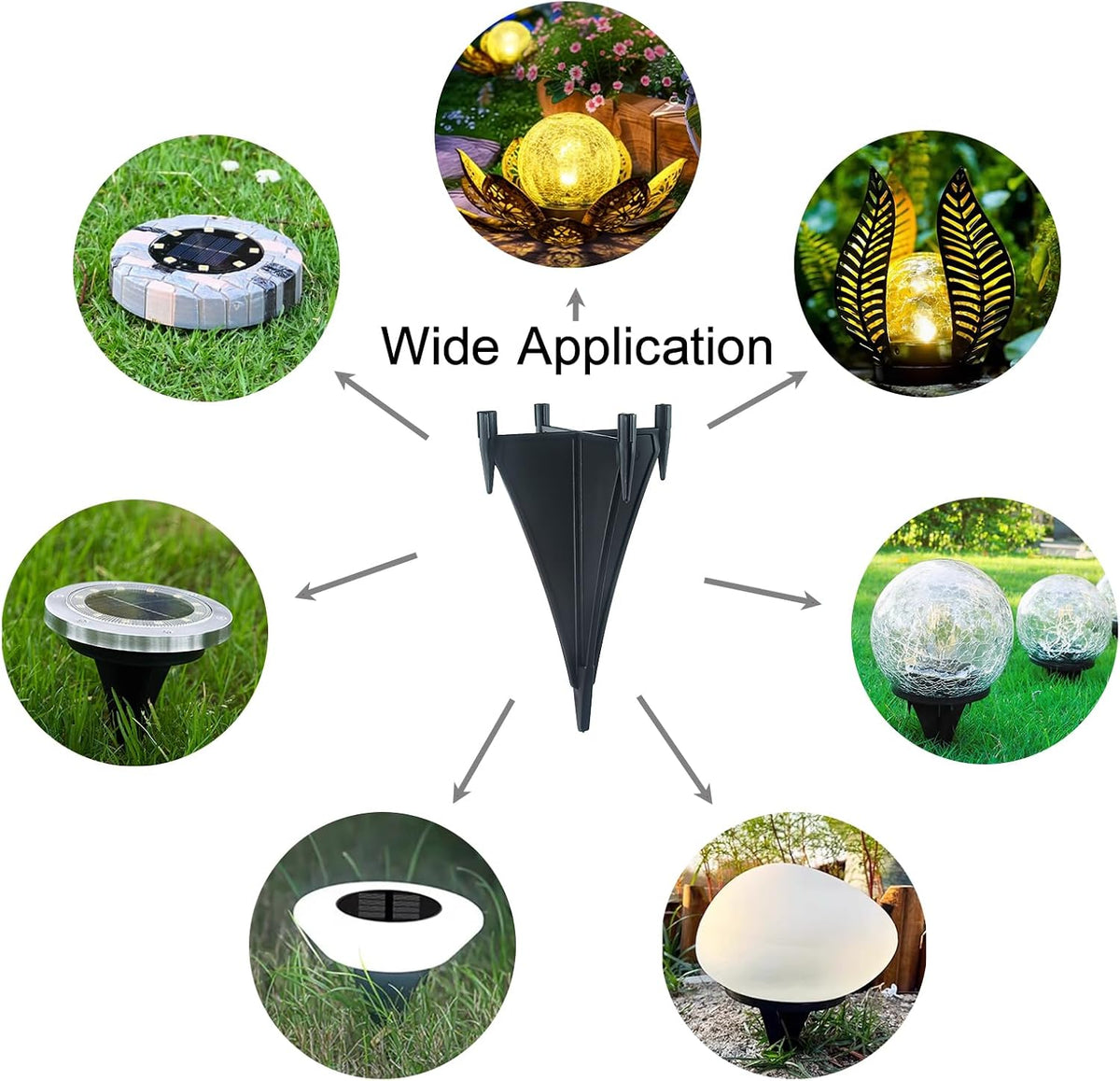 10 Pack Solar Light Replacement Stakes - Reinforced Plastic Ground Spikes for Solar Pathway Disk Lights, Garden Glass Ball Outdoor Lights - Secure Anchor Post for Landscape Lighting Accessories