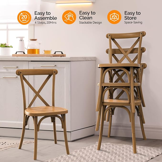 VINGLI Plastic Outdoor Dining Chairs Set of 2, Stackable Patio Dining Chairs - Image 6