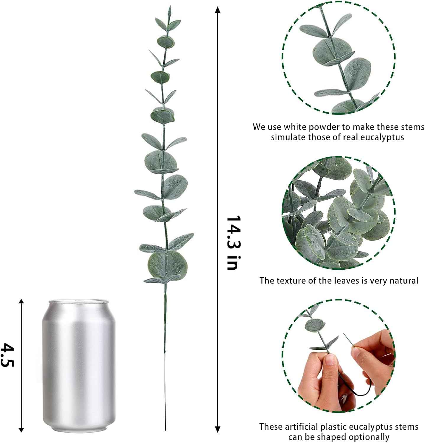 CEWOR 24pcs Eucalyptus Stems Artificial Eucalyptus Leaves Fake Greenery Branches Fake Flowers for Wedding Centerpiece Spring Easter Farmhouse Home Decoration