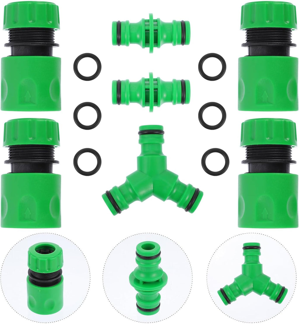 7Pcs Garden Hose Irrigation Connector Set with 6 Seal Rings, Plastic Tube Adapter Fittings for Outdoor Watering and Garden Hose Repair