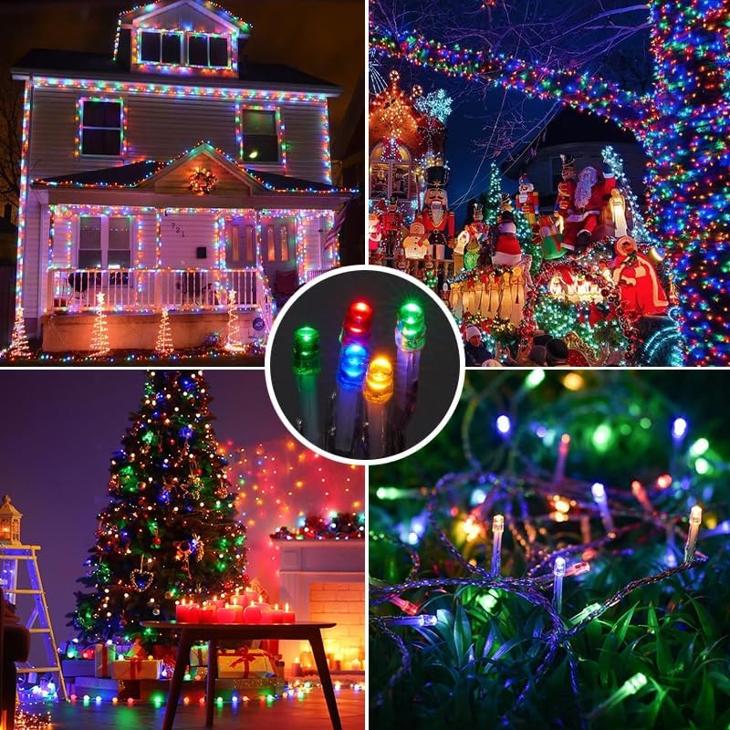 weillsnow 164 FT 500 LED Christmas Lights Outdoor, Waterproof Christmas Fairy Lights with Timer, Plug in Multicolor LED String Lights with 8 Modes for Bedroom Wedding Party Xmas Decoration