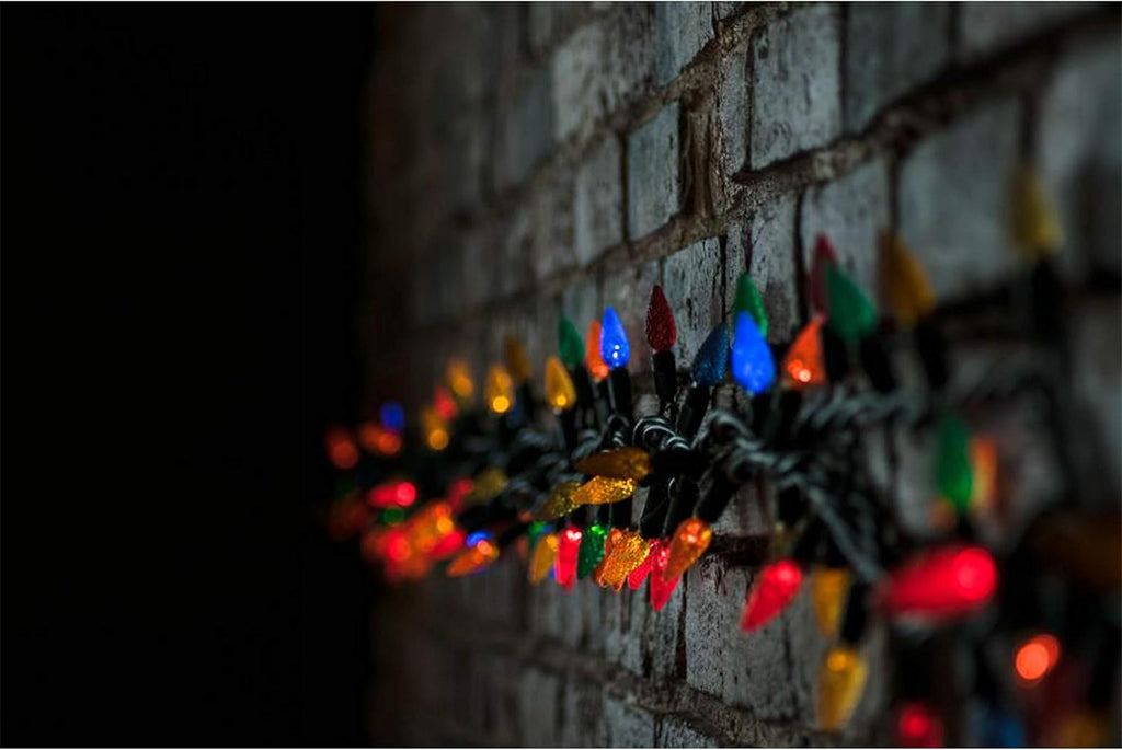 Christmas C3 Bulbs Light String 50 LED Multicolor Strawberry Xmas Tree Outdoor Indoor Waterproof Decoration Plug in 18 Feet Used for Patio Party Festive Courtyard Home (Multicolor)