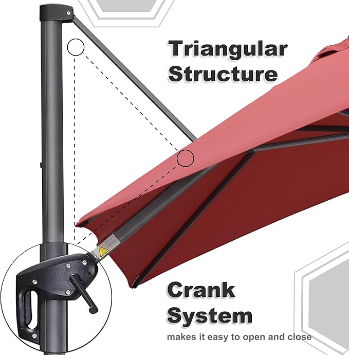 PURPLE LEAF 10' X 13' Patio Umbrella Outdoor Cantilever Rectangle Umbrella - Image 4