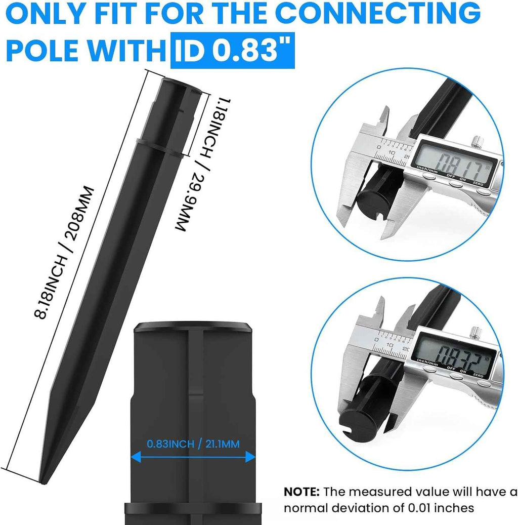 SDTC Tech 6 Pack ABS Solar Torch Light Stakes, Fit 0.83" ID Round Pole | Reinforced Garden Ground Plastic Spikes, 8.2" Length Plug Connector, for Solar Pathway Lights Garden Lights Torch Lights