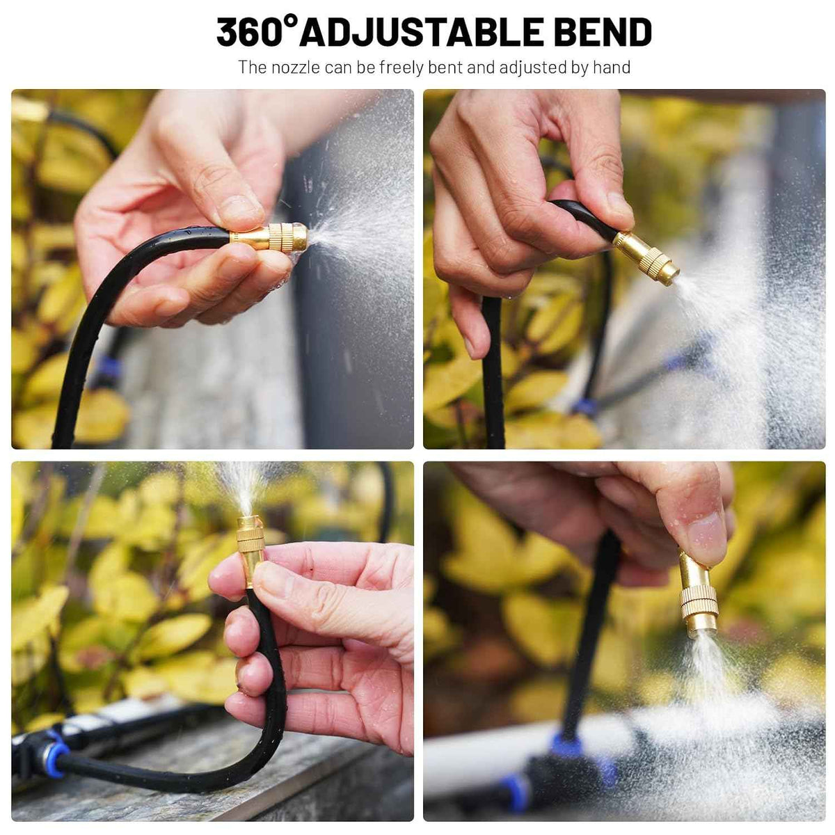 Thiswing 5Pcs 360° Adjustable Drip Irrigation Nozzles Tee for 5/16" Tubing | Brass Nozzle, 360°Bendable Design, Adjustable Water Flow, 5/16" Drip Irrigation System Part