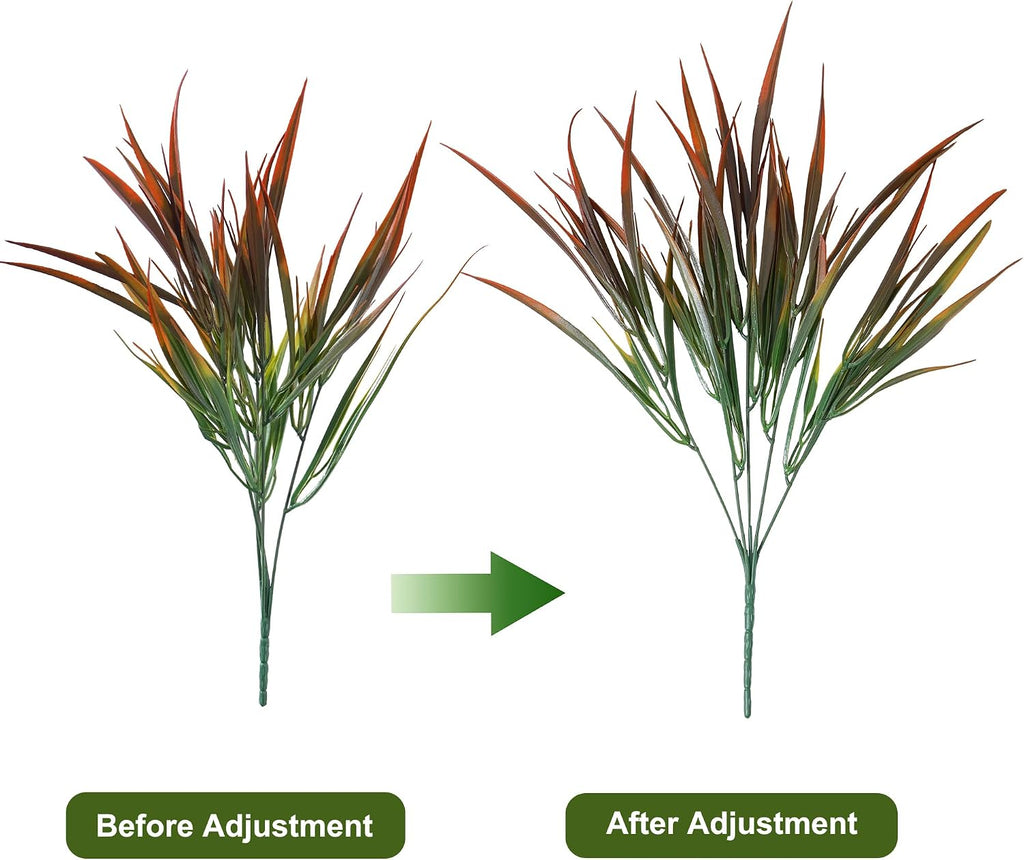 HyeFlora 12 Bundles Artificial Plants Outdoor Fake Greenery Plastic Grass Stems, UV Resistant Faux Plants for Outside Planters Realistic Artificial Bushes for Outdoors Patio Porch Window Garden Decor