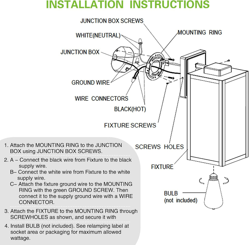 hykolity Large Size Outdoor Wall Lights,16 Inch Wall Lantern | Waterproof Exterior Wall Sconce, Anti-Rust Wall Mounted Lighting with Glass Shade, Lamp with E26 Socket for Porch, 1 Pack