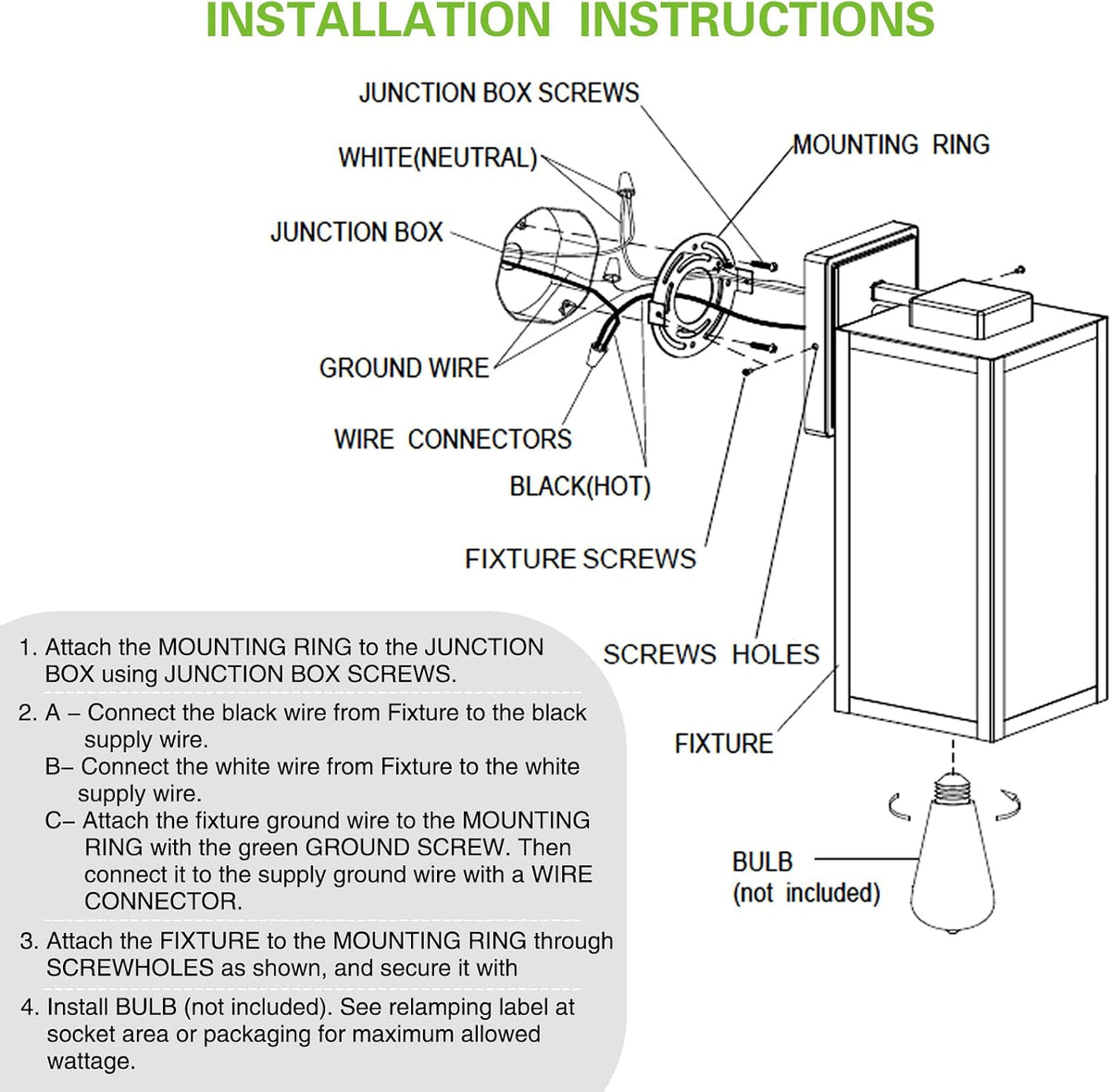 hykolity Large Size Outdoor Wall Lights,16 Inch Wall Lantern | Waterproof Exterior Wall Sconce, Anti-Rust Wall Mounted Lighting with Glass Shade, Lamp with E26 Socket for Porch, 1 Pack
