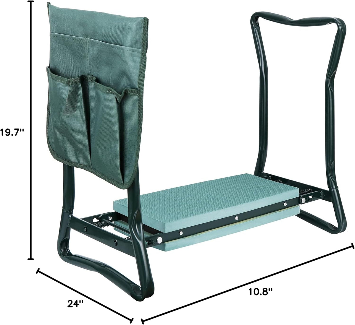 HomGarden Upgraded Folding Garden Kneeler Seat Bench Stool w/Thicken & Widen Soft Kneeling Pad, Portable Heavy Duty Gardener Stool with Large Tool Pouch,1 Set