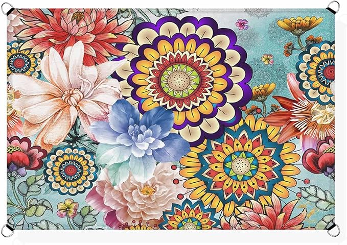 Sun Shade Sail 12'x16' Boho Floral Rectangle Sun Shade Sails Canopy Waterproof - Image 7
