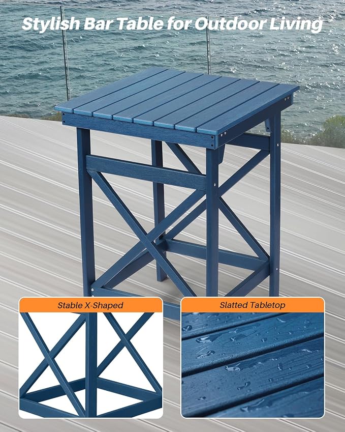 HDPE Outdoor Bar Table, All Weather HDPE High Top Pub Table, Square HDPE Patio - Image 7
