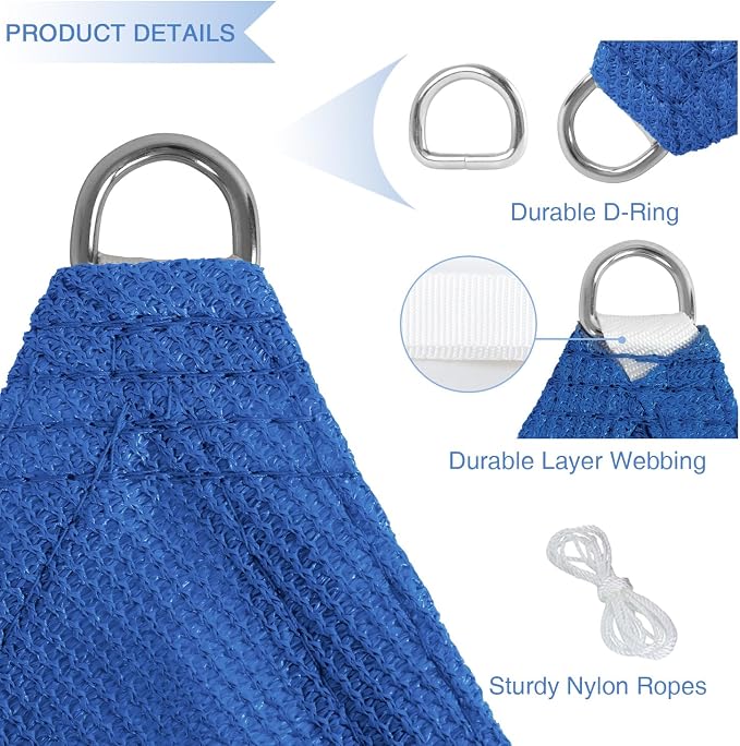 E&K Sunrise 20' x 20' x 20' Sun Shade Sail Triangle Canopy Shade Cover UV Block - Image 4