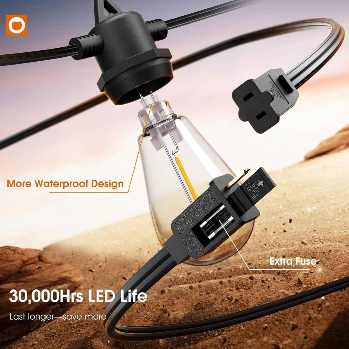 addlon 100FT Outdoor String Lights LED Waterproof Patio Lights with 32 Edison Dimmable Bulbs Shatterproof Hanging Lights for Outside Cafe Bistro Garden Balcony Porch Yard Gazebo Deck 2Packs*50FT