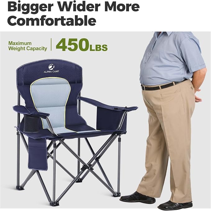 ALPHA CAMP Heavy Duty Camping Chair 500LBS Capacity, Oversized Folding Chair - Image 8