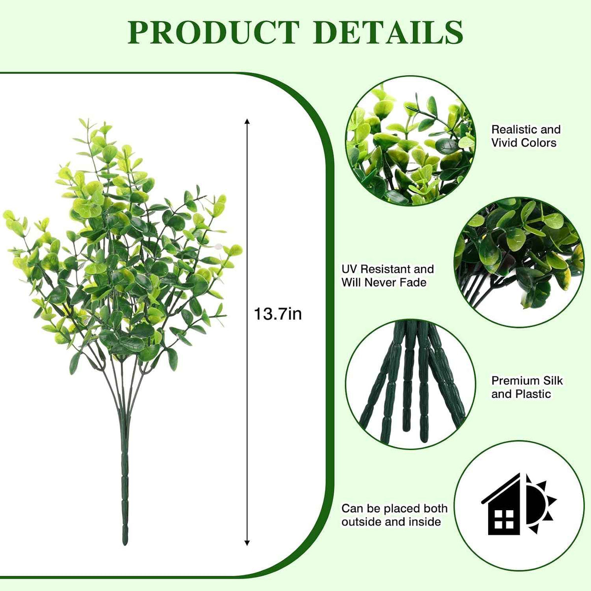 CEWOR Artificial Boxwood Stems 24 Pack Artificial Plants for Outdoor UV Resistant Faux Plants Fake Eucalyptus Shrubs for Room Decor Indoor Outdoor