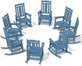 SERWALL Outdoor Rocking Chair Blue Set of 8, All Weather Patio Rocking Chair