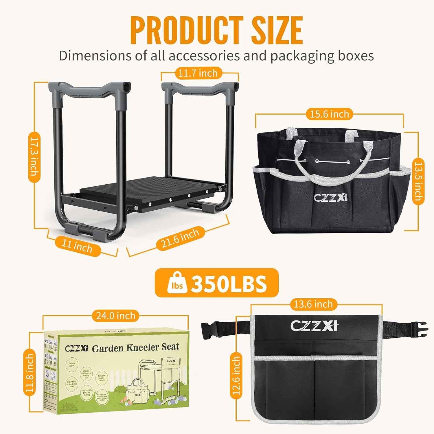 CZZXI Garden Kneeler and Seat, Wider and Thicker Kneeling Pad | Heavy Duty Gardening Stool with Gardening Tool Pouch and Bag, Garden Bench/Chair Gifts for Women, Seniors