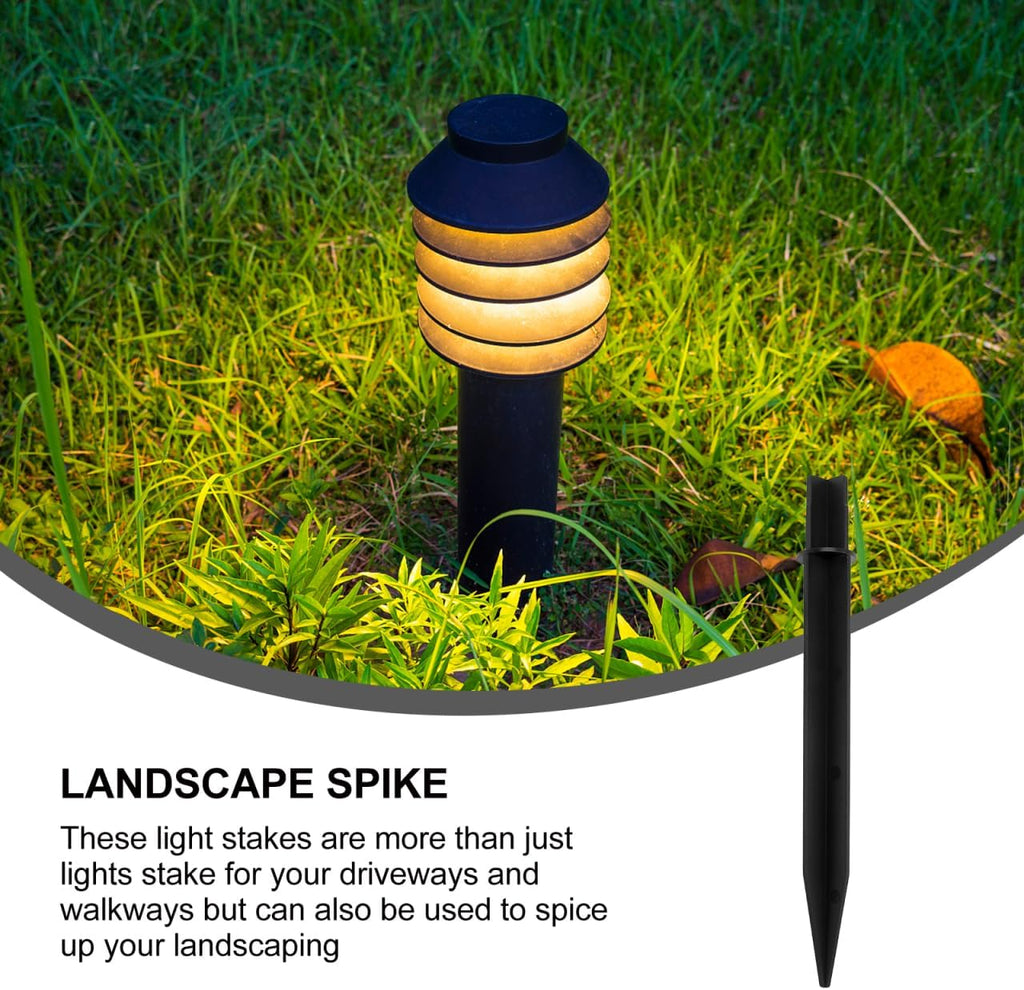 5 Pcs ABS Plastic Solar Ground Spikes, Black Ground Spike Replacement, Landscape Lighting Stakes, Solar Pathway Lights Outdoor Garden Lamp Support Stand Lighting Accessories（Round top Style）