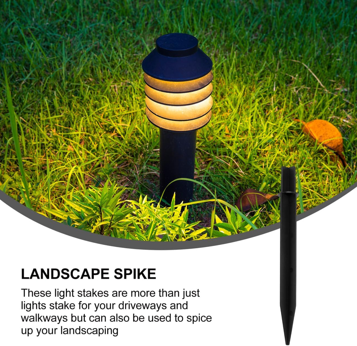 5 Pcs ABS Plastic Solar Ground Spikes, Black Ground Spike Replacement, Landscape Lighting Stakes, Solar Pathway Lights Outdoor Garden Lamp Support Stand Lighting Accessories（Round top Style）
