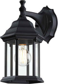 LIT-PaTH Outdoor Wall Light Fixture, Antirust Aluminum Glass, Black 1 Pack | Large Exterior Porch Light Wall Sconce Lantern for House Patio Garage, Waterproof Rustproof, E26 Socket 60W Max