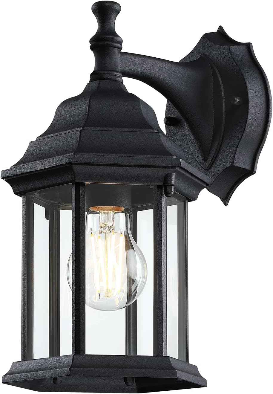 LIT-PaTH Outdoor Wall Light Fixture, Antirust Aluminum Glass, Black 1 Pack | Large Exterior Porch Light Wall Sconce Lantern for House Patio Garage, Waterproof Rustproof, E26 Socket 60W Max