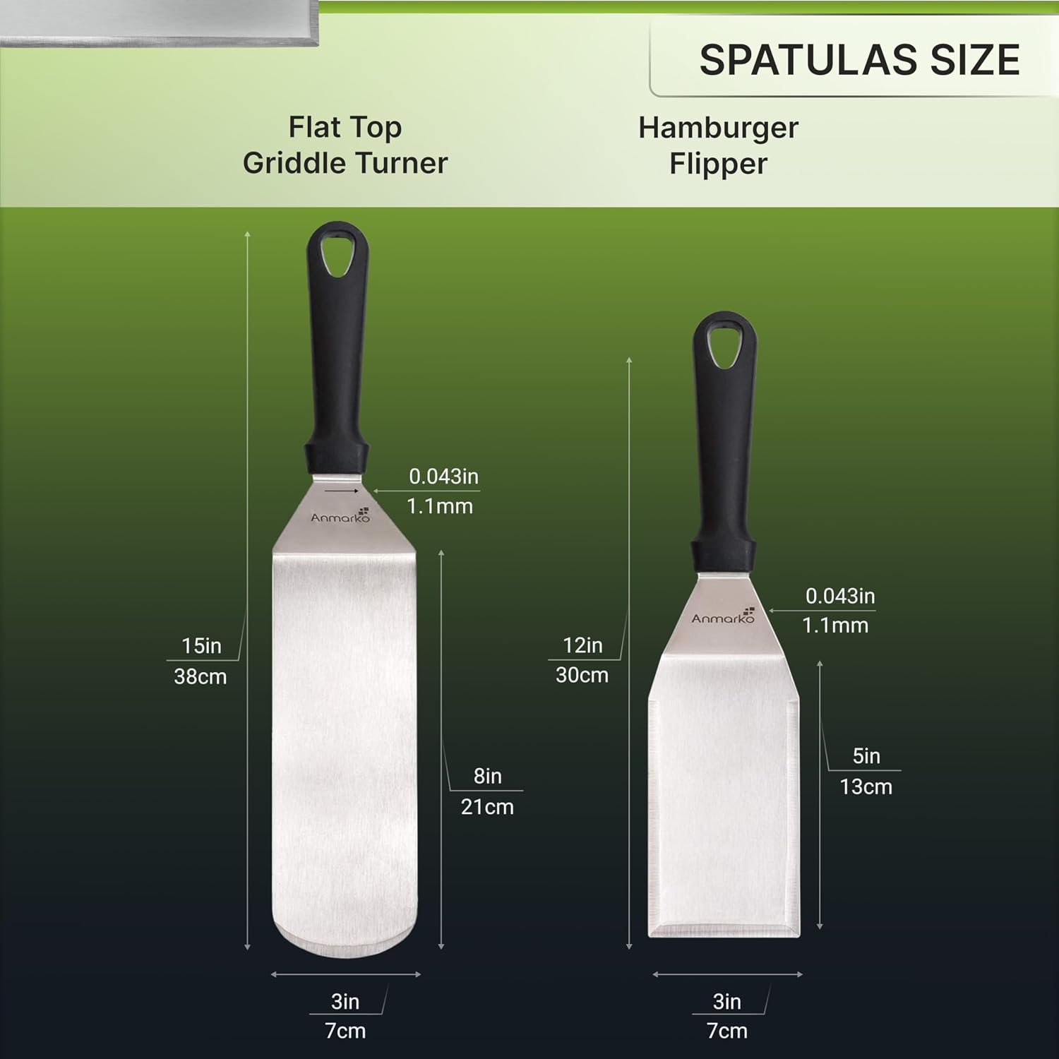Metal Spatula Stainless Steel and Scraper - Professional Chef Griddle Spatulas Set of 3 - Heavy Duty Accessories Great for Cast Iron BBQ Flat Top Grill Skillet Pan - Commercial Grade