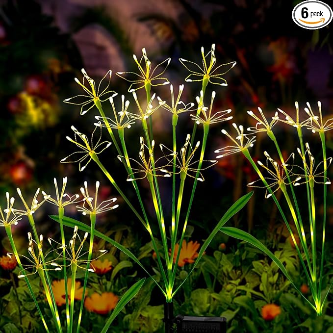 Solar Garden Lights Outdoor: Waterproof 6-Pack DIY Decorative Firework Lights by Unknown