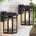 9.76'' Outdoor Wall Light Fixtures 2 Packs, Porch Lights Lantern | Waterproof Exterior Modern Brown Wall Mount Lighting, Anti-Rust E26 Outside Scones for House Front Door Garage, 2 Packs