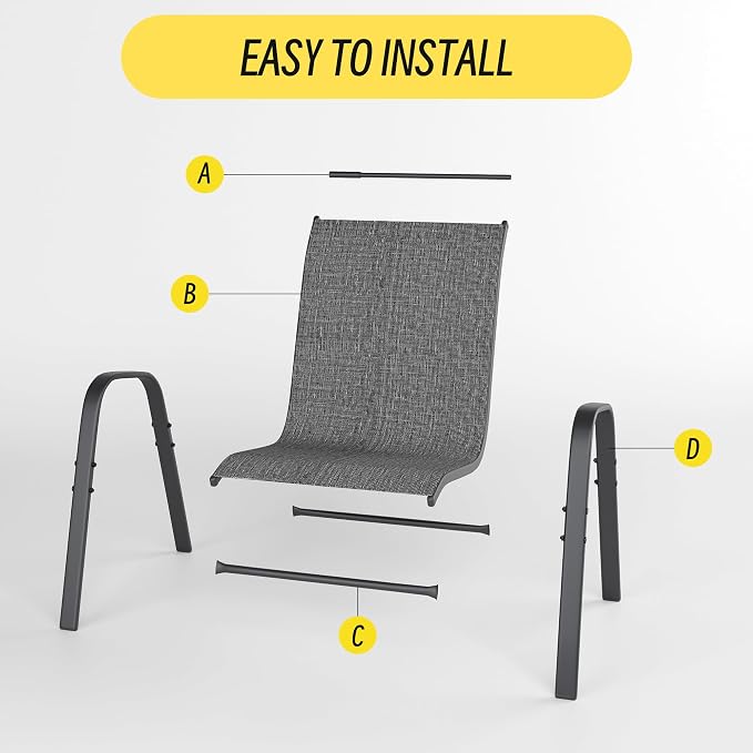 Betterhood Patio Chairs Set of 6, Stackable Outdoor Dining Chairs Set - Image 7