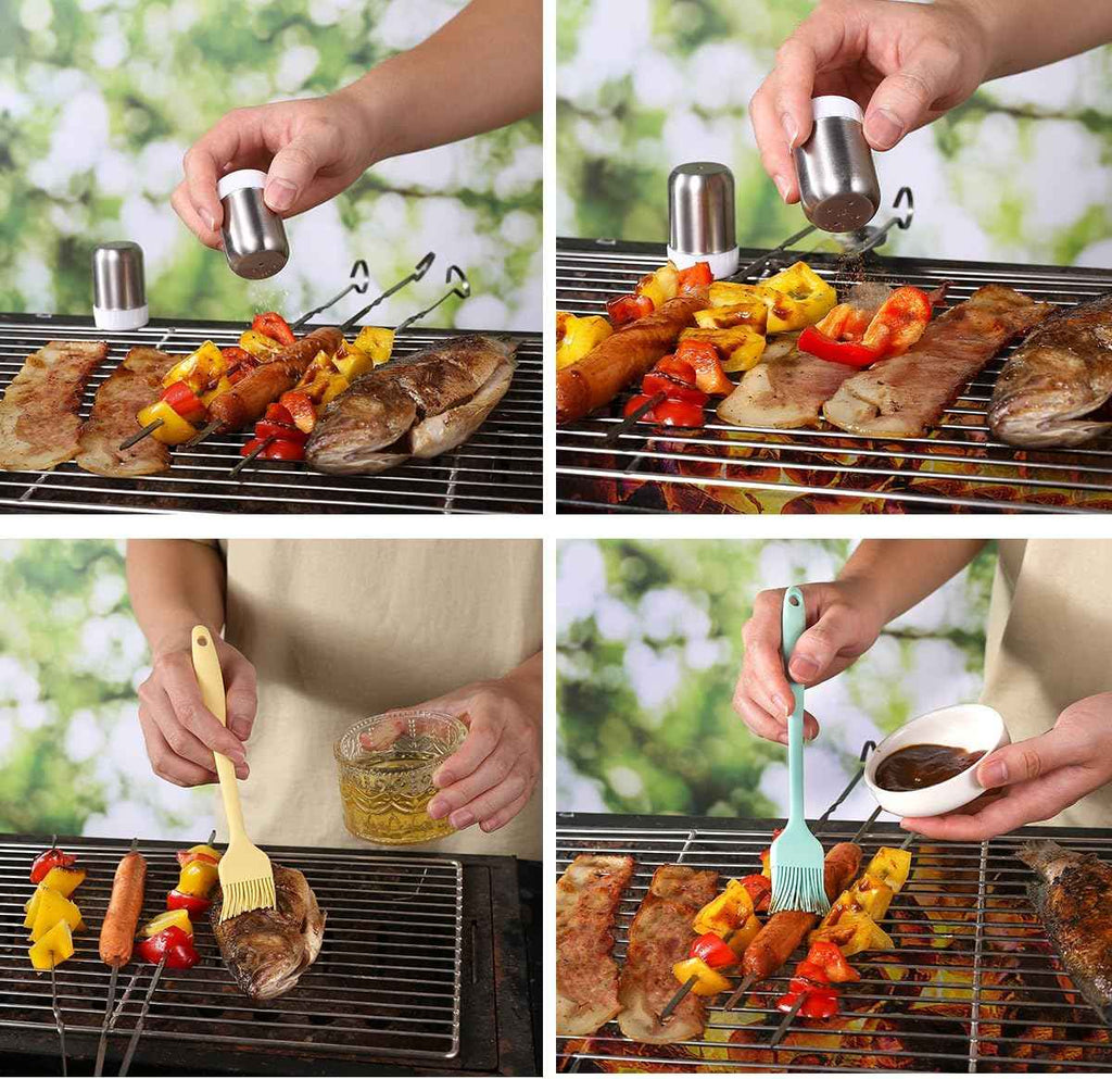 BBQ Grill Tool Set BBQ Grilling Accessories Set 8PC Barbecue Grill Tools Utensils Set for Outdoor with Spatula, Fork, Brush, Tongs, Seasoning Bottle Grilling Gifts for Men Dad
