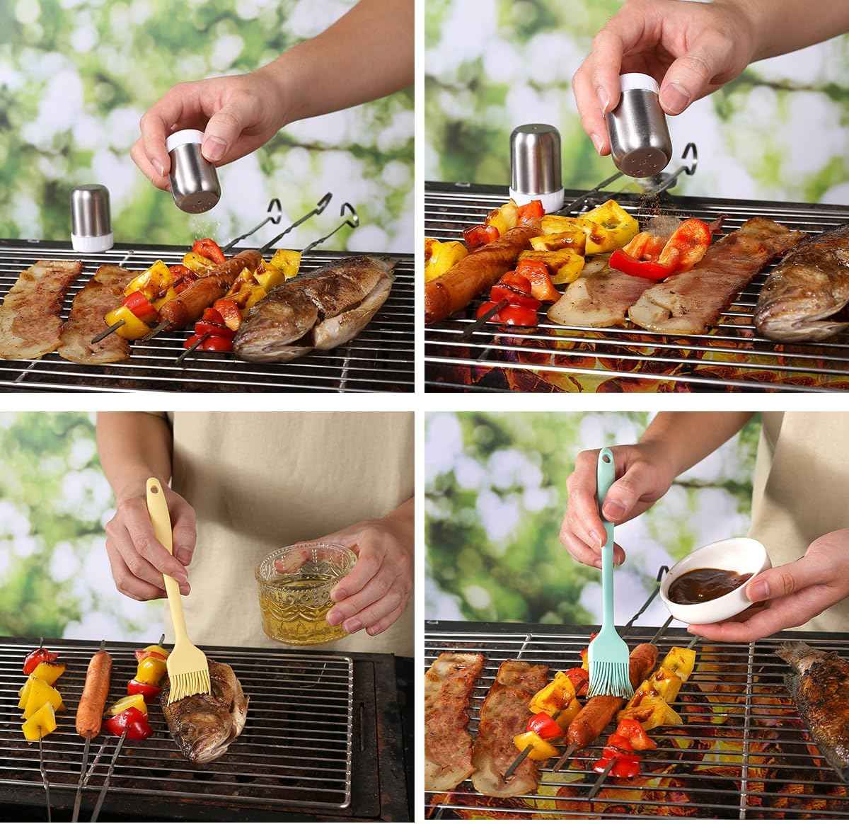 BBQ Grill Tool Set BBQ Grilling Accessories Set 8PC Barbecue Grill Tools Utensils Set for Outdoor with Spatula, Fork, Brush, Tongs, Seasoning Bottle Grilling Gifts for Men Dad