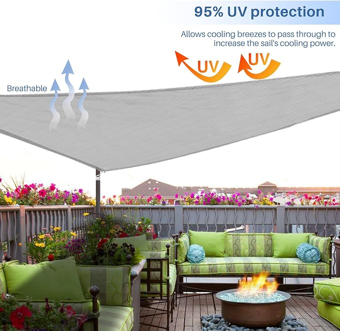 E&K Sunrise 3' x 3' x 3' Sun Shade Sail Triangle Canopy Shade Cover UV Block - Image 5