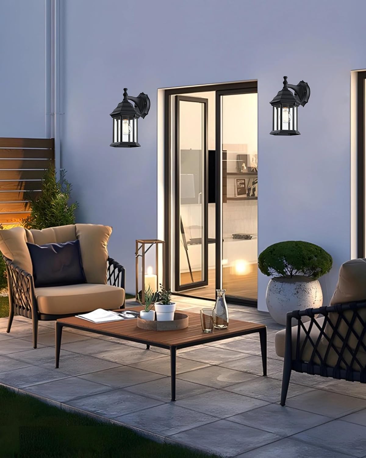 LIT-PaTH Outdoor Wall Light Fixture, Antirust Aluminum Glass, Black 1 Pack | Large Exterior Porch Light Wall Sconce Lantern for House Patio Garage, Waterproof Rustproof, E26 Socket 60W Max