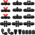 Rossesay 20 Pcs 1/2 Inch Tubing Drip Irrigation Fittings Kit for Drip Line Connectors Water Drip System Include 2 Elbow, 3 Switch Valves, 4 End Cap, 2 Couplings, 3 3 Way,3 4 Way,3 6 Way Connector