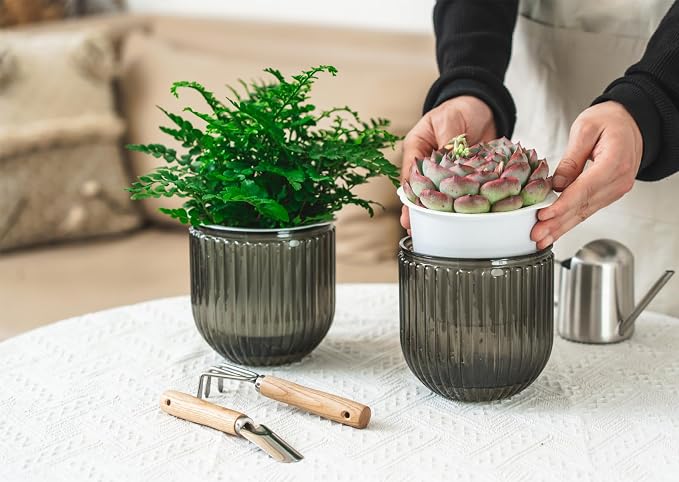 Melphoe 2 Pack Self Watering Hanging Planters Indoor Flower Pots, 5.3 Inch - Image 3
