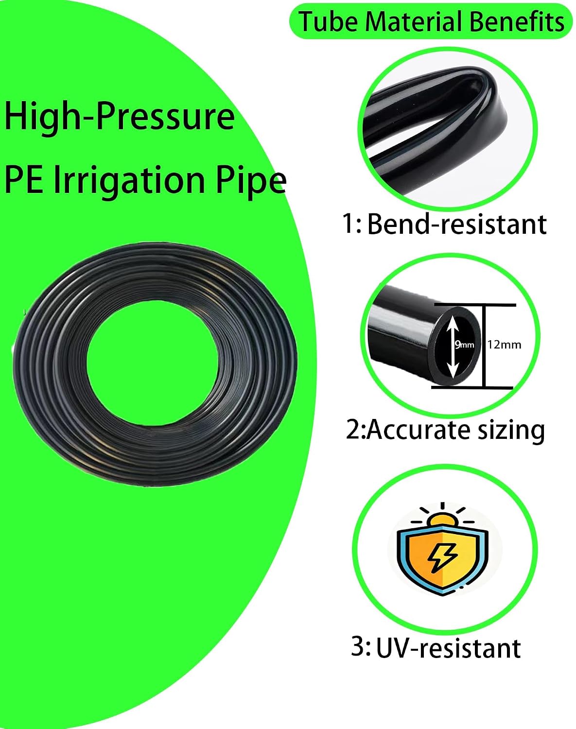 360° Adjustable Drip Irrigation System – Garden Watering Sprinkler System | 12mm Large-Diameter Tubing, Automatic Quick-Connect Misting Sprinkler System for Raised Beds, Lawn, Patio, Yard, Greenhouse