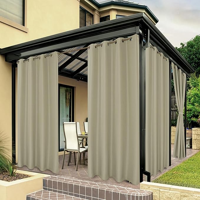 BONZER Outdoor Curtains for Patio Waterproof Thick Privacy Grommet Light by Bonzer