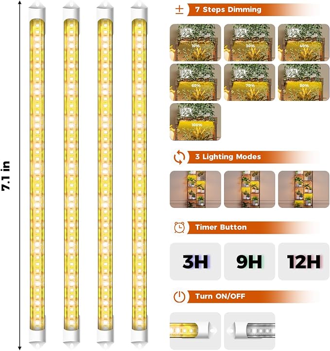 Bamworld Plant Stand with Grow Light Tall Plant Shelf - Image 6
