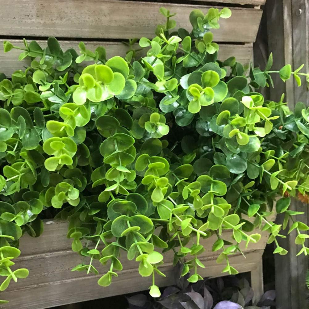Artificial Plants Flowers Faux Boxwood Shrubs 6 Pack, Lifelike Fake Greenery Foliage with 42 Stems for Garden, Patio Yard, Wedding, Office and Farmhouse Indoor Outdoor Decor