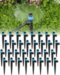 36Pack Drip Irrigation Parts, Quick Connect 1/4" Adjustable 360° Emitter Sprinklers with 6" Stake, Easy-Clean for Garden & Farm Irrigation Systems