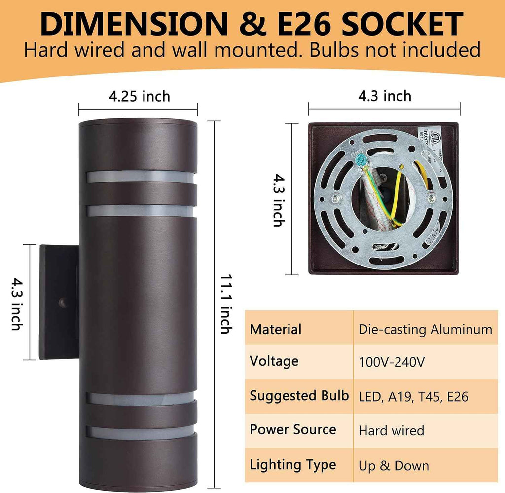Housen Solutions Outdoor Light Fixture, IP65 Waterproof Exterior Lighting Fixtures, Oil Rubbed Bronze Aluminum Porch Lights for House Garge