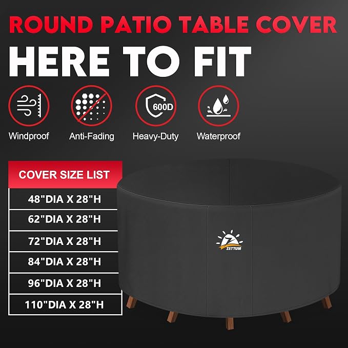 Zettum Round Patio Table Cover 62 Inch - Image 5
