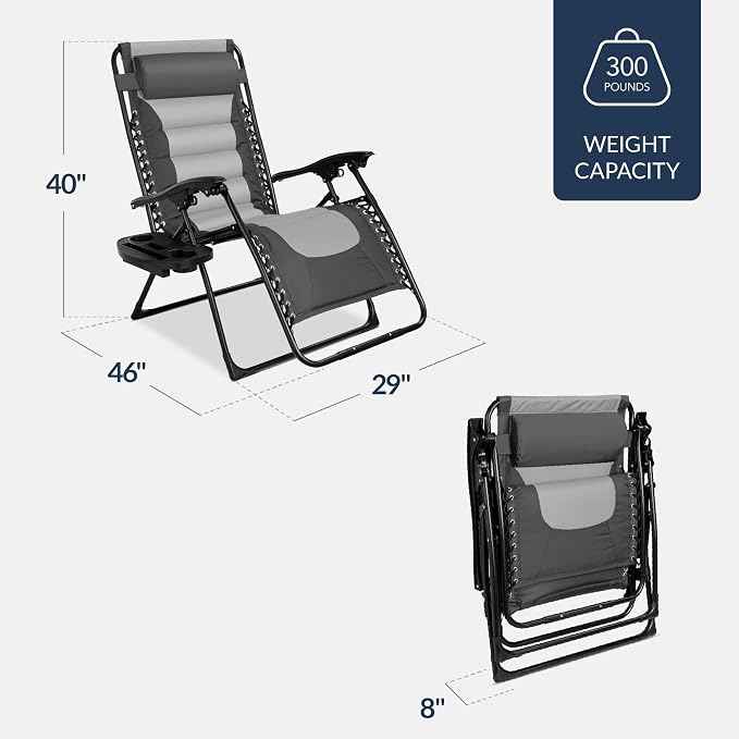 Best Choice Products Oversized Padded Zero Gravity Chair, Folding Outdoor Patio